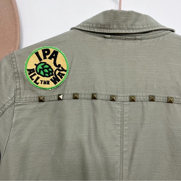 h&m | army utility jacket studded broken-in ipa beer patch 8 - Picture 10 of 12